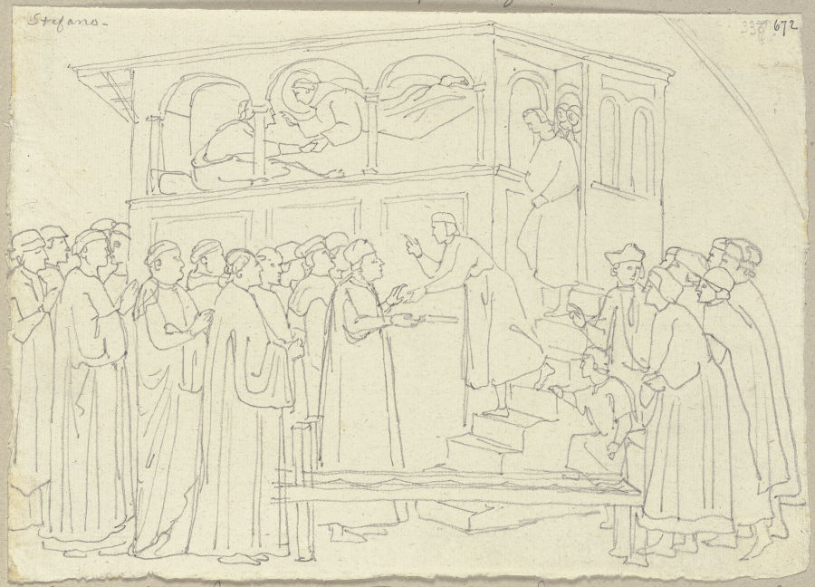 Der heilige Franz von Assisi erweckt ein totes Kind zum Leben von Johann Anton Ramboux