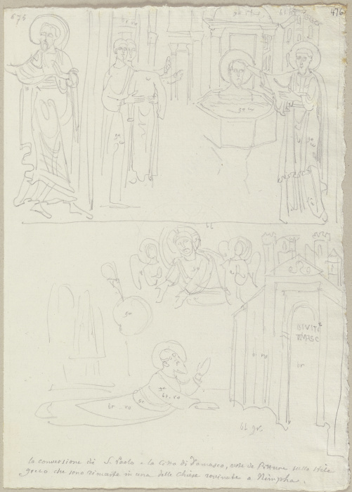 Die Bekehrung des Paulus, nach Fragmenten von Wandmalereien in einer zerstörten Basilika in den heut von Johann Anton Ramboux