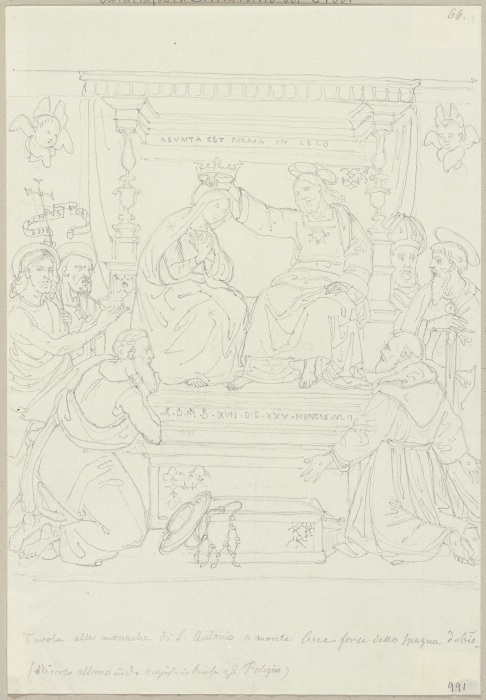 Die Krönung Mariens, nach einer Tafel in SantAntonio a Monteluce bei Perugia (?) von Johann Anton Ramboux