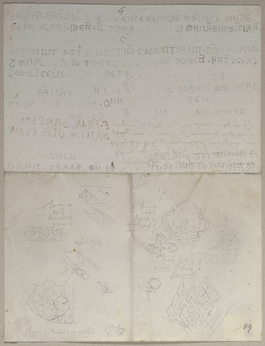 Die Nachschrift einer unbekannten Inschrift sowie einzelne Ornamente von Johann Anton Ramboux