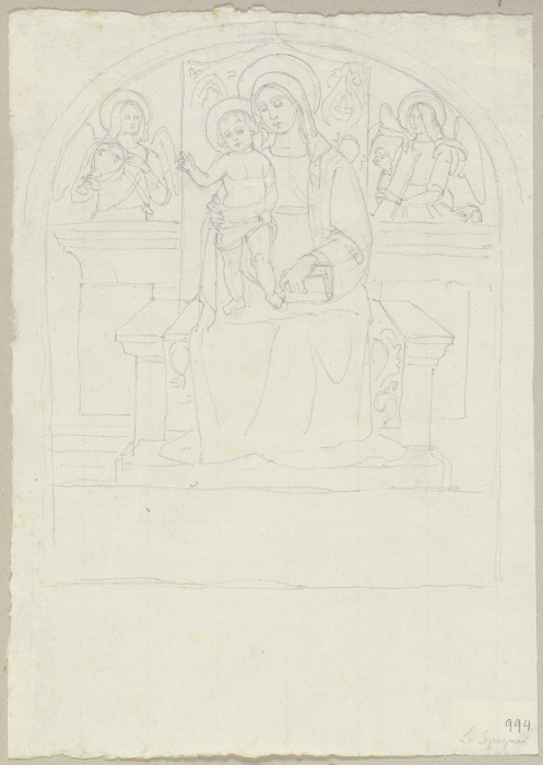 Die thronende Madonna mit Kind zwischen zwei Engeln von Johann Anton Ramboux