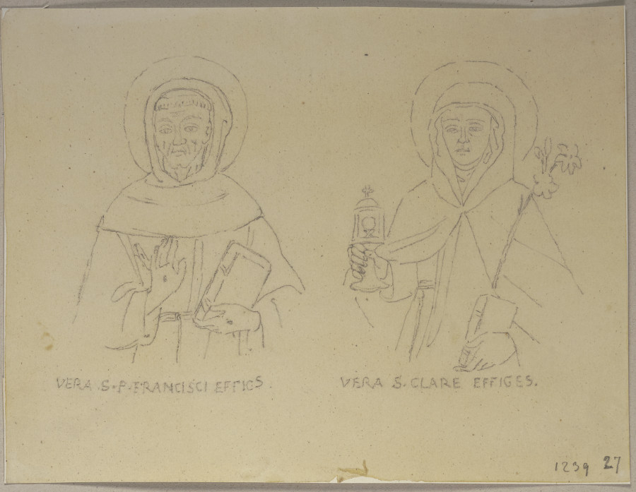 Eine Kopie von früheren Darstellungen des heiligen Franziskus sowie der heiligen Klara von Johann Anton Ramboux