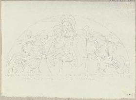 Maria mit Kind und zwei Engeln, in der Lünette über dem Eingangsportal von San Martino zu Trevi