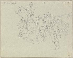 Nach der Grisaillemalerei über die Schlacht des Herzogthums Urbino im Sala del Mappamondo, ehemals S