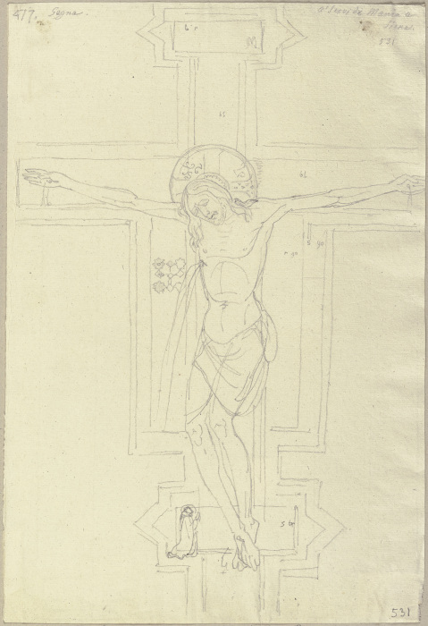 Nach einem Kruzifix aus Holz, in der Servitenkriche zu Siena, von Segna, dem Vater Duccios (?) von Johann Anton Ramboux