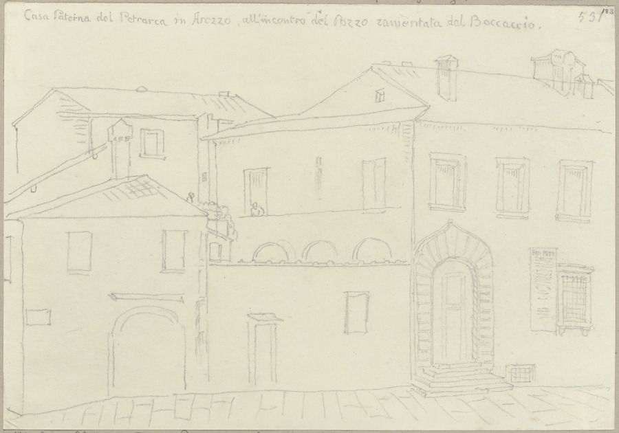 Väterliches Haus des Francesco Petrarca in Arezzo von Johann Anton Ramboux