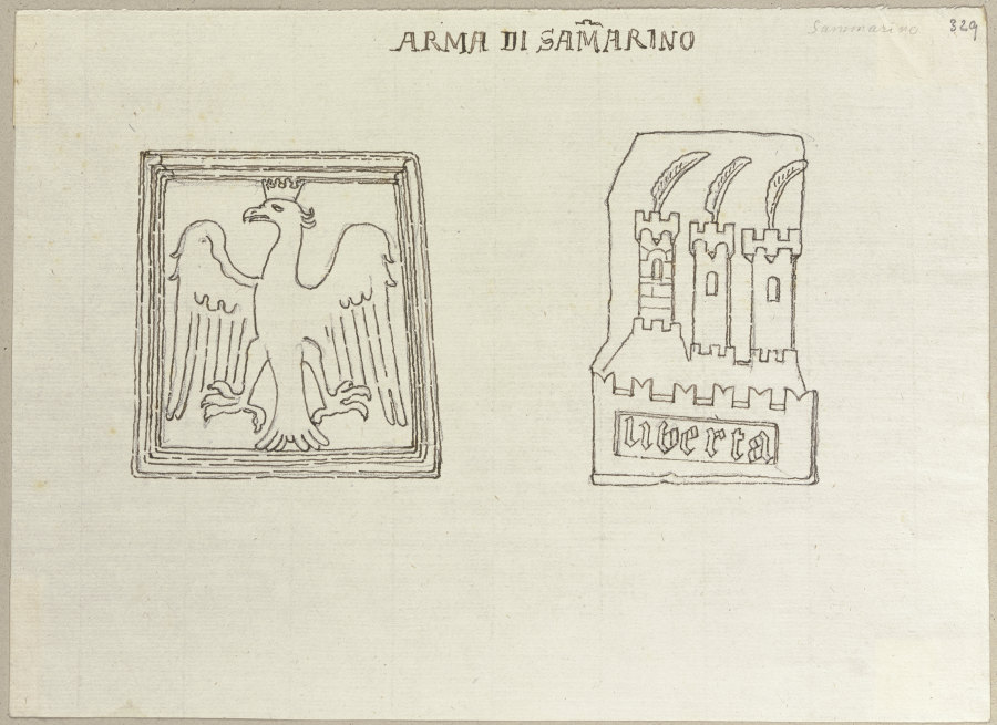Wappen der Stadt und Republik San Marino etwa a. d. VIII Jahrhdt. von Johann Anton Ramboux