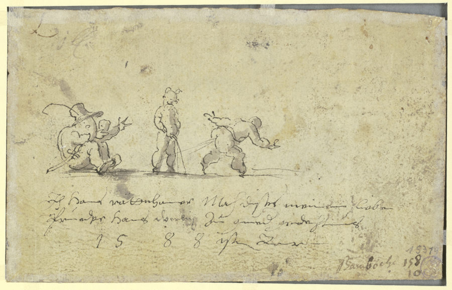 Groteske Gestalten sowie zwei Kinderfiguren, vulgäre Handlungen ausführend von Johann Rottenhammer