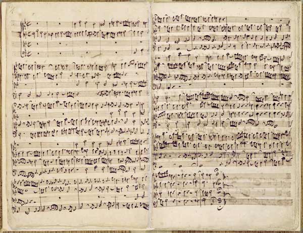 Zwei autographe Partiturseiten aus der "Matthaeus Passion" von Johann Sebastian Bach