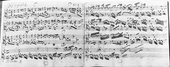 Autograph of the partita ''Sei gegruesset, Jesu guetig'' von Johann Sebastian Bach