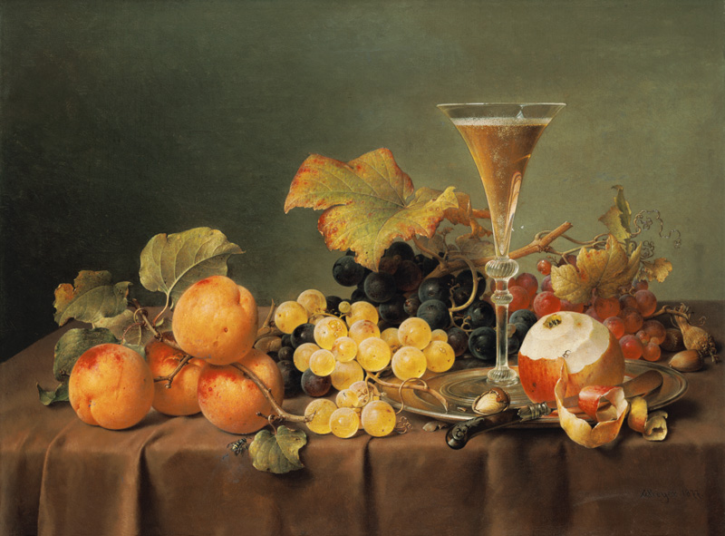 Früchtestilleben mit Sektkelch. von Johann Wilhelm Preyer
