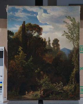 Landschaft mit badenden Frauen (bei Tivoli) 1847-1850