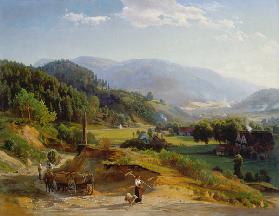 Landschaft mit Schmiede 1855