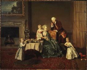 Bildnis der Familie des 14. Lord Willoughby de Broke im Frühstücksraum