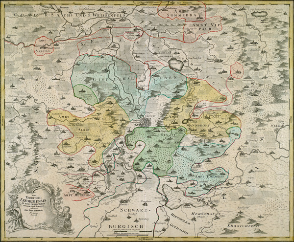 Erfurt, Landkarte von Johann Baptist Homann