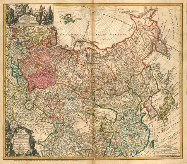 Karte von Russland (Aus: Imperii Russici et Tartariae universae tam majoris et Asiaticae quam minori von Johann Baptist Homann