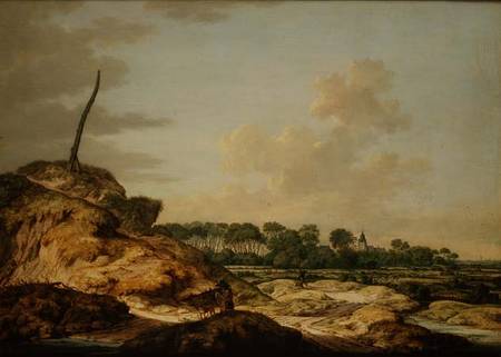 Landscape with sportsman and distant view of Middleburg von Johannes Goedaert