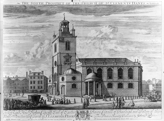 The South Prospect of the Church of St. Clements Danes, London von Johannes Kip