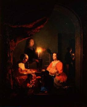 A Family in a Candlelit Interior 1852