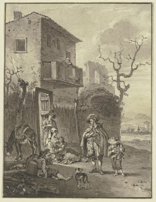 Ruhende Bauern bei einer Osteria von Johann Friedrich Morgenstern