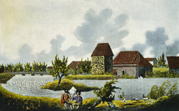 Rathsmühle Celle, Kupferstich 19. Jh von Johann Friedrich Saltzenberg
