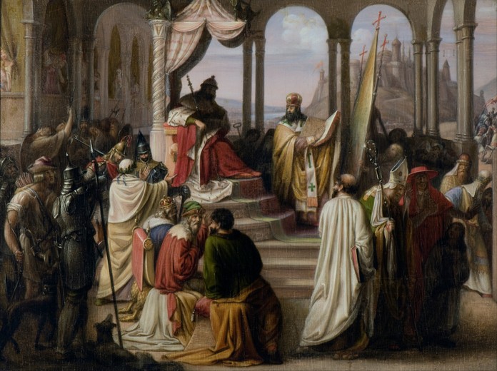 Großfürst Vladimir wählt die Religion 988 von Johann Leberecht Eggink