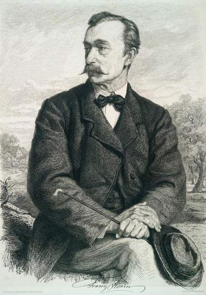 Adam, Franz Schlachten - und Pferdemaler, Porträt mit faksimiliertem Namenszug von Johann Leonhard Raab
