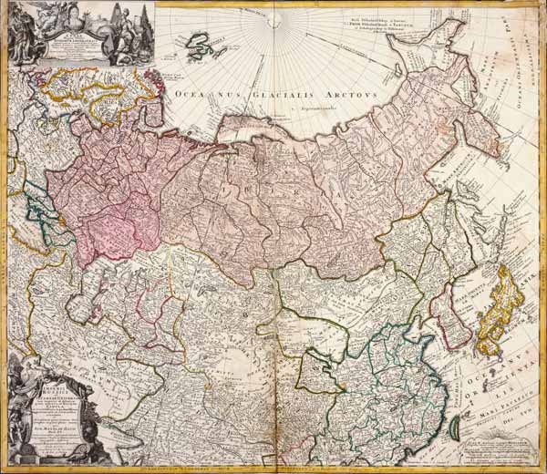 Landkarte von Rußland Homann 1739 von Johann Matthias Has