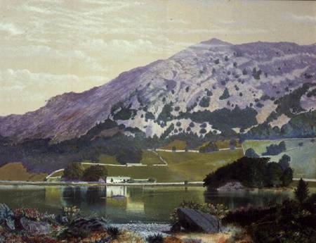 Nab Scar from the South Side of Rydal Water - Heather in Bloom, September von John Atkinson Grimshaw