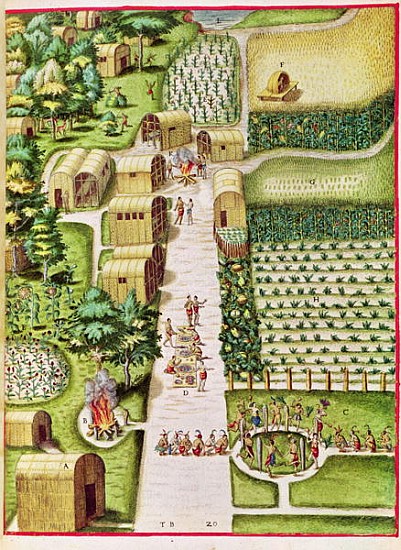 The Village of Secoton, from ''Admiranda Narratio...'', published by Theodore de Bry von John Bry Theodore de (1528-98) after White
