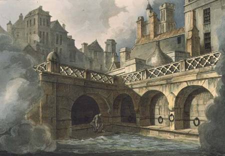 Inside of Queen's Bath, from 'Bath Illustrated by a Series of Views', engraved by John Hill (1770-18 von John Claude Nattes