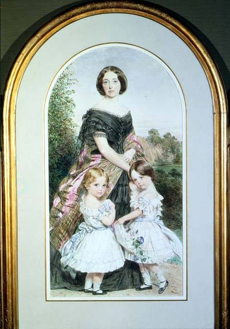 Portrait of a lady with her two daughters von John Collingham Moore