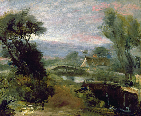A View near Flatford Mill (oil on paper laid down on canvas) von John Constable