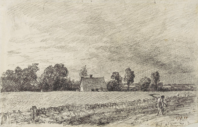 Cottages and road, East Bergholt, pencil von John Constable