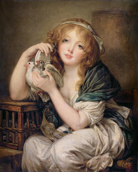 Girl with the Doves (after Greuze) von John Constable