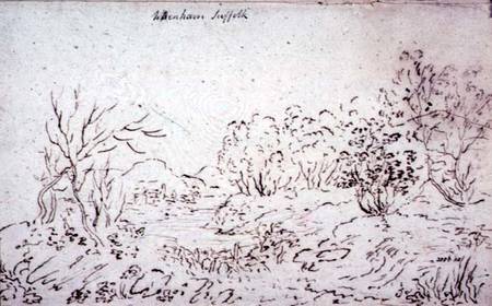 Landscape with a stream at Wenham von John Constable
