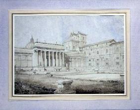 View of the Braccio Nuovo in the Cortile del Belvedere, Vatican Palace, Rome c.1820-21