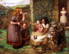 Bubbles: Cottage Scene with Children at Play