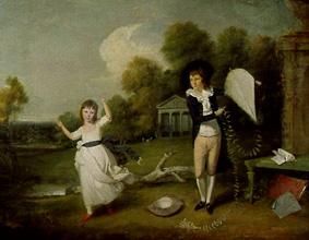 Henry Frederick Bouverie und seine Schwester beim Drachensteigen von John Downman