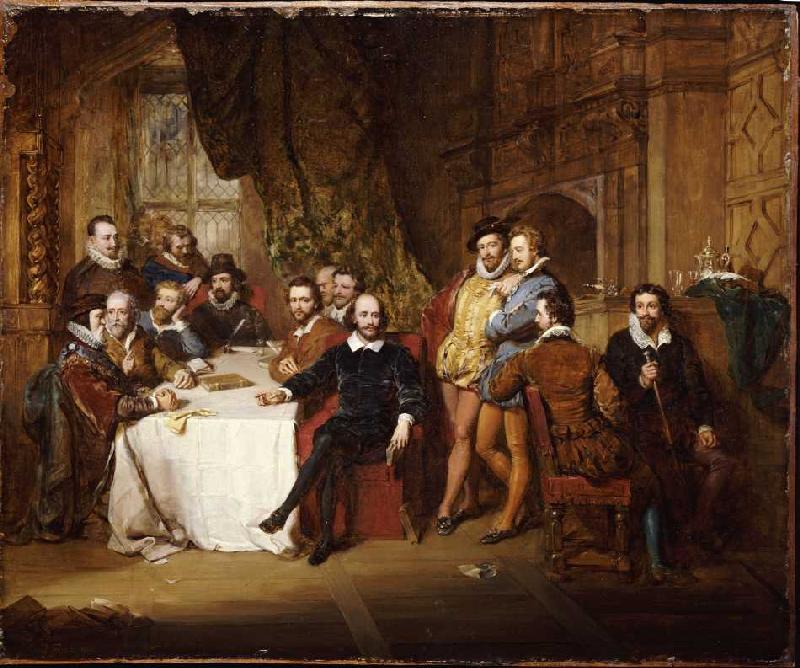 William Shakespeare und seine Freunde im Gasthaus Mermaid. von John Faed