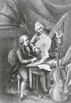 Portrait of Franz Joseph Haydn (1732-1809) and Wolfgang Amadeus Mozart (1756-91) composing music for von John Francis Rigaud