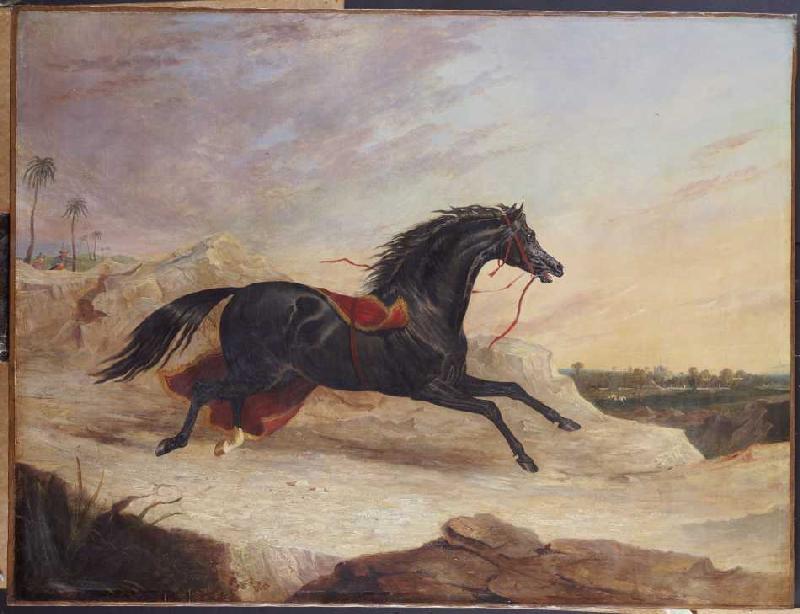 Araber jagen ein ausgerissenes arabisches Pferd von John Frederick Herring d.Ä.