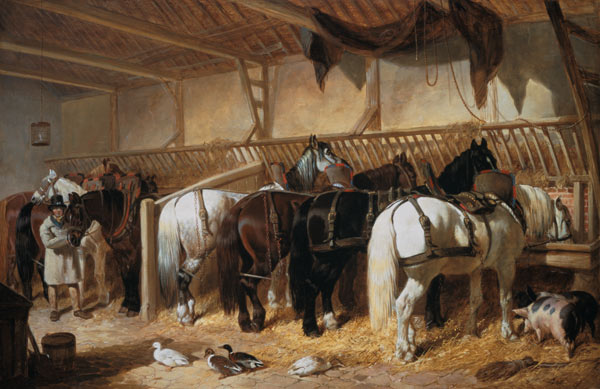Gespannpferde im Stall von John Frederick Herring d.Ä.