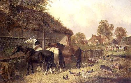 Three Horses at a Manger von John Frederick Herring d.J.