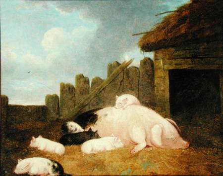 Sow with Piglets in the Sty von John Frederick Herring d.J.