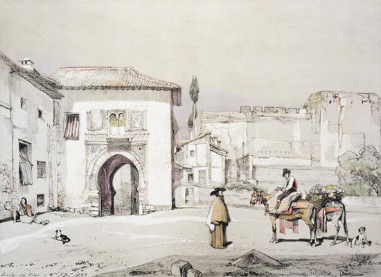 Gate of the Vine (Puerta del Vino), from 'Sketches and Drawings of the Alhambra', engraved by James von John Frederick Lewis