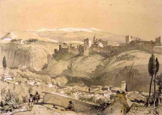 The Alhambra from the Albay, from 'Sketches and Drawings of the Alhambra', engraved by James Duffiel von John Frederick Lewis