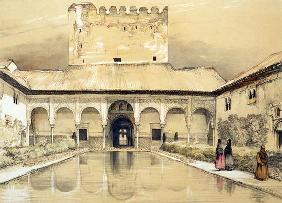 Court of the Myrtles (Patio de los Arrayanes) and the Tower of Comares, from 'Sketches and Drawings 14th