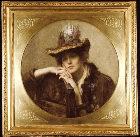Woman with Peacock Feather Hat von John Henry Henshall
