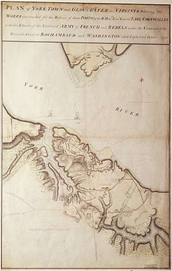 British map of the Siege of Yorktown von John Hills
